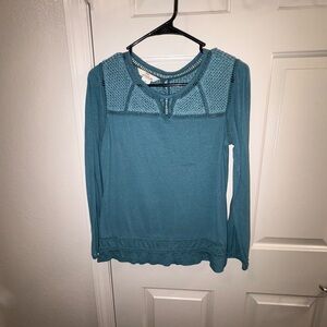 Teal Crochet Detail Blouse
